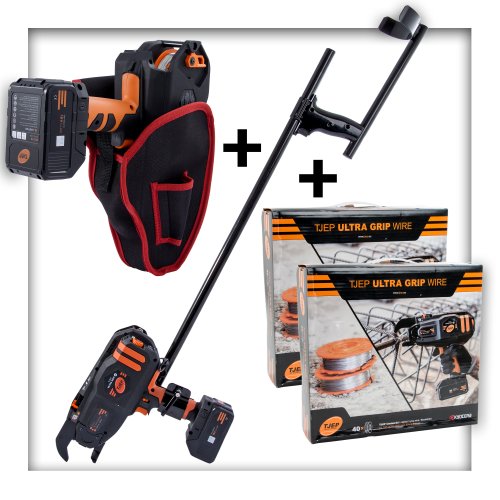 TJEP ULTRA GRIP 40 für Ø 12-40 mm Akku Drahtbindemaschine + 80 Rollen Bindedraht