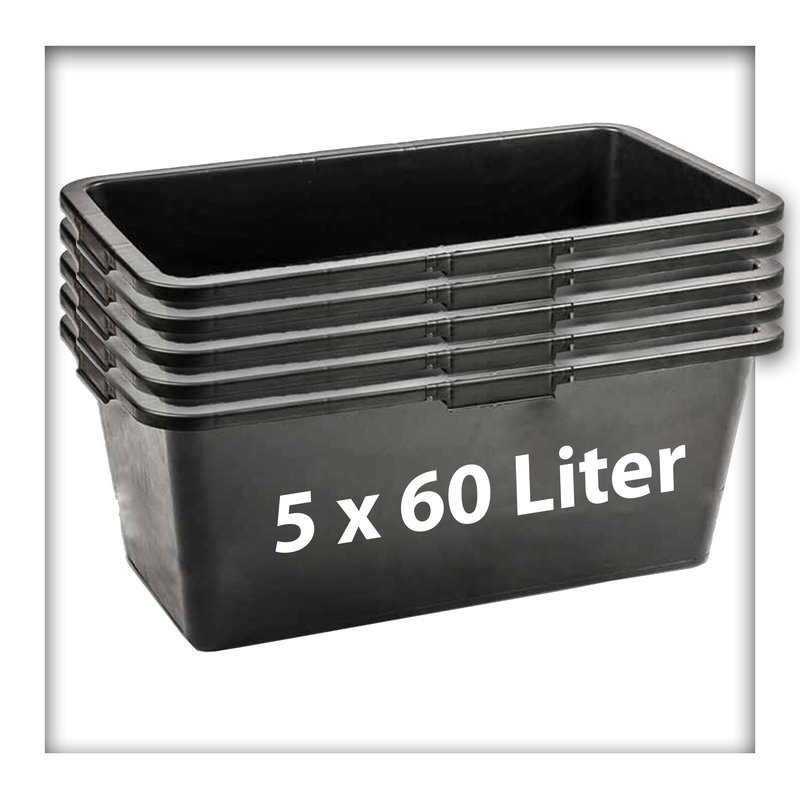 5 Stk. 60 Liter Mörtelkasten Pflanzwanne Tuppe Zementkübel Maurerkast, 24,90 €