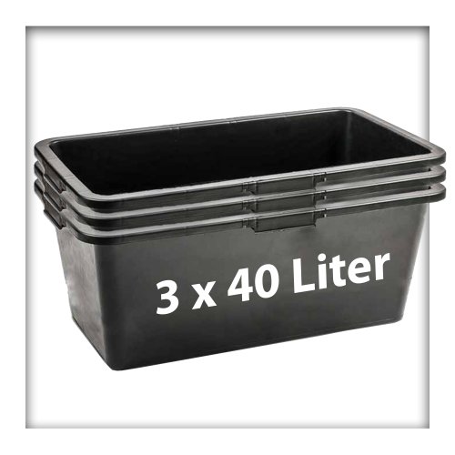 3 Stk. 40 Liter Mörtelkasten Pflanzwanne Tuppe Zementkübel Maurerkasten