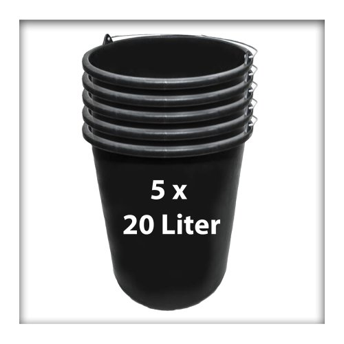 5 Stk. 20 l Baueimer Zementeimer Mörteleimer  Eimer mit Henkel Ernteeimer Putzeimer Wassereimer